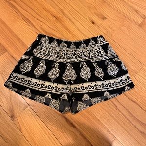 Paisley Black and White Shorts